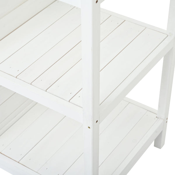 English Elm TOPMAX 66" Wooden Potting Bench with 36" Counter Height, 2 Drawers, Cabinet & Spacious Workstation White WF300211AAK