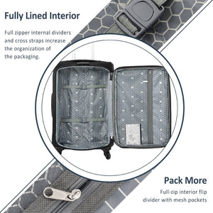 English Elm Softside Expandable Spinner Luggage 3 Piece Set with Tsa Lock and 360 Wheels Black PP283608AAB