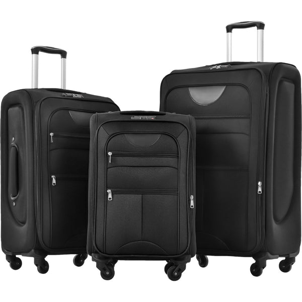 English Elm Softside Expandable Spinner Luggage 3 Piece Set with Tsa Lock and 360 Wheels Black PP283608AAB