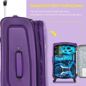 English Elm Softside Expandable Spinner Luggage 3 Piece Set with Tsa Lock and 360 Wheels Purple PP283608AAI