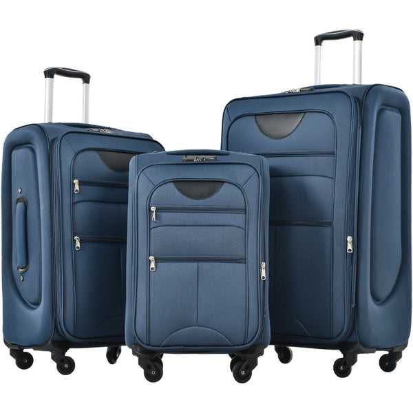 English Elm Softside Expandable Spinner Luggage 3 Piece Set with Tsa Lock and 360 Wheels Dark Blue PP283608AAM