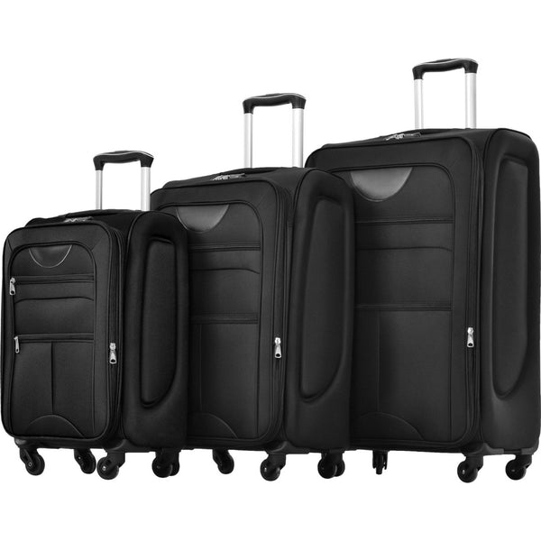 English Elm Softside Expandable Spinner Luggage 3 Piece Set with Tsa Lock and 360 Wheels Black PP283608AAB