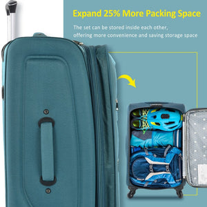 English Elm Softside Expandable Spinner Luggage 3 Piece Set with Tsa Lock and 360 Wheels Green PP283608AAF