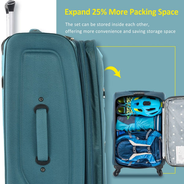 English Elm Softside Expandable Spinner Luggage 3 Piece Set with Tsa Lock and 360 Wheels Green PP283608AAF