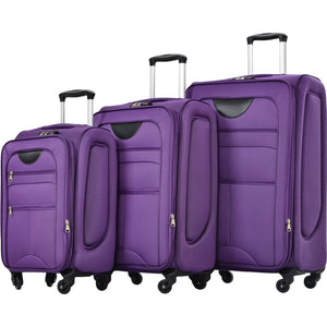 English Elm Softside Expandable Spinner Luggage 3 Piece Set with Tsa Lock and 360 Wheels Purple PP283608AAI