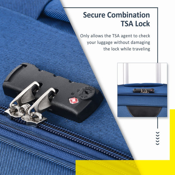 English Elm Softside Expandable Spinner Luggage 3 Piece Set with Tsa Lock and 360 Wheels Blue PP283608AAC