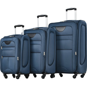 English Elm Softside Expandable Spinner Luggage 3 Piece Set with Tsa Lock and 360 Wheels Dark Blue PP283608AAM