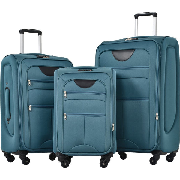 English Elm Softside Expandable Spinner Luggage 3 Piece Set with Tsa Lock and 360 Wheels Green PP283608AAF