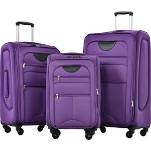 English Elm Softside Expandable Spinner Luggage 3 Piece Set with Tsa Lock and 360 Wheels Purple PP283608AAI