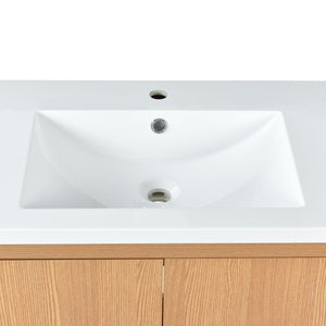 English Elm 30" Bathroom Vanity with Sink, Solid Wood Frame, Large Undersink Storage, Minimalist Elegant Design Burly Wood WF319594AAA