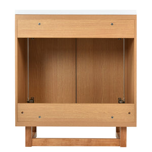 English Elm 30" Bathroom Vanity with Sink, Solid Wood Frame, Large Undersink Storage, Minimalist Elegant Design Burly Wood WF319594AAA