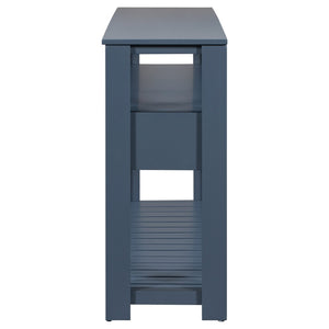 English Elm U_style Slim Wood Console Table with 4 Drawers Open Shelves for Entryway or Living Room WF298909AAV