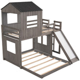 Twin over Full Bunk Bed with Playhouse