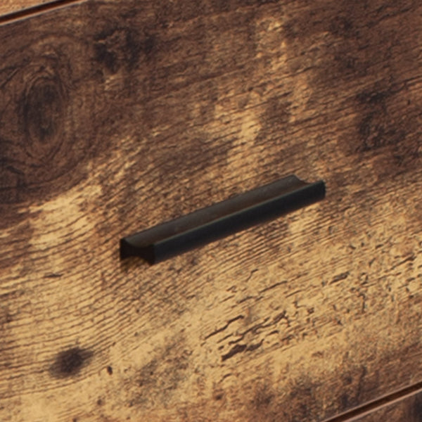 English Elm Industrial 4 Drawer Dresser - Rustic Brown Wood Storage Chest With Sturdy Steel Frame For Any Room W141260282