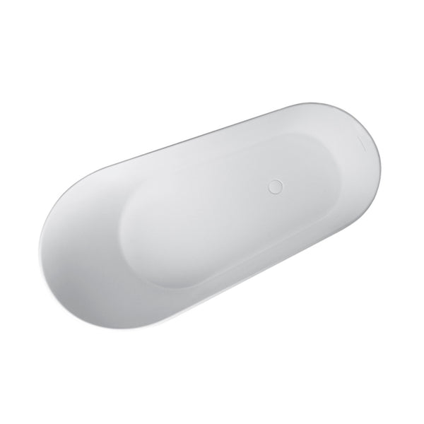 English Elm 67-inch Stone Resin Oval Freestanding Soaking Tub Seamless Matte Spa Bathroom W161370501