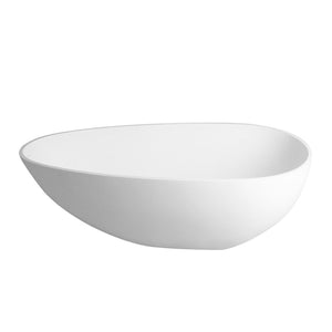 English Elm 59 Inch Stone Resin Freestanding Egg Bathtub Matte White Spa Soaking Centerpiece W161370618