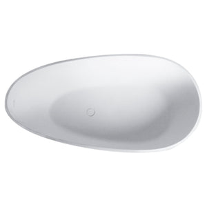 English Elm 59 Inch Stone Resin Freestanding Egg Bathtub Matte White Spa Soaking Centerpiece W161370618