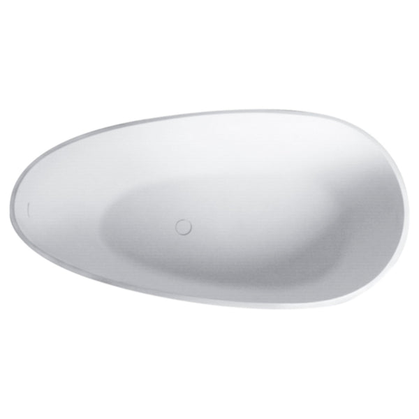 English Elm 59 Inch Stone Resin Freestanding Egg Bathtub Matte White Spa Soaking Centerpiece W161370618