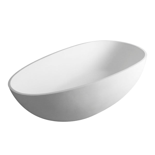 English Elm 59 Inch Stone Resin Freestanding Egg Bathtub Matte White Spa Soaking Centerpiece W161370618