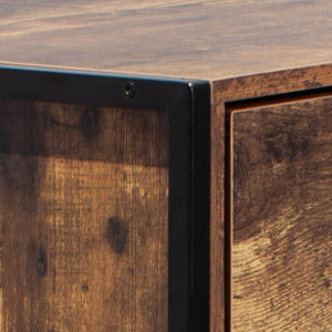 English Elm Industrial 4 Drawer Dresser - Rustic Brown Wood Storage Chest With Sturdy Steel Frame For Any Room W141260282