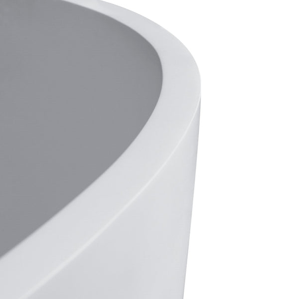 English Elm 59 Inch Stone Resin Freestanding Egg Bathtub Matte White Spa Soaking Centerpiece W161370618