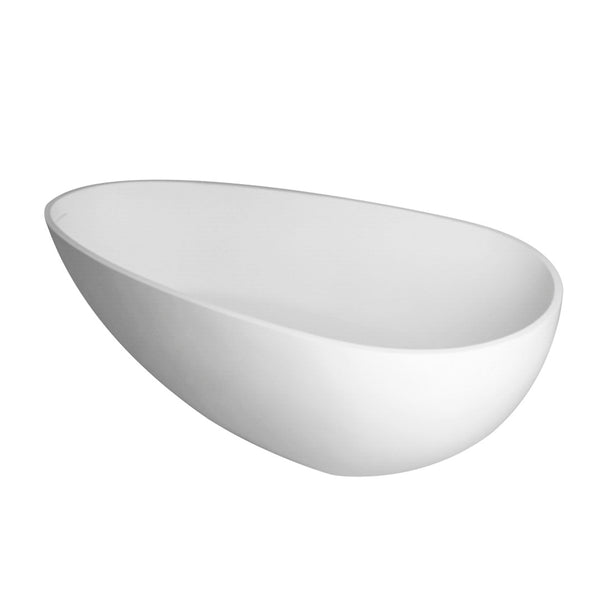 English Elm 59 Inch Stone Resin Freestanding Egg Bathtub Matte White Spa Soaking Centerpiece W161370618