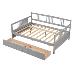 English Elm Full Size Pine Wood Daybed with Storage Drawers for Guest or Living Room WF295132AAE