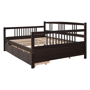 English Elm Full Size Pine Wood Daybed with Storage Drawers for Guest or Living Room WF295132AAP