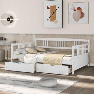 English Elm Full Size Pine Wood Daybed with Storage Drawers for Guest or Living Room WF295132AAK
