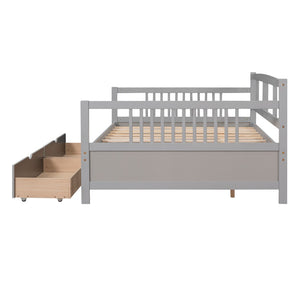 English Elm Full Size Pine Wood Daybed with Storage Drawers for Guest or Living Room WF295132AAE