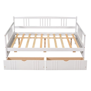 English Elm Full Size Pine Wood Daybed with Storage Drawers for Guest or Living Room WF295132AAK