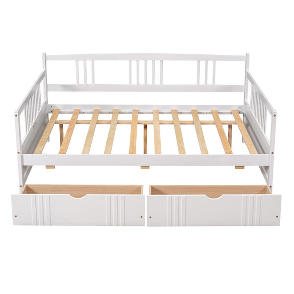 English Elm Full Size Pine Wood Daybed with Storage Drawers for Guest or Living Room WF295132AAK