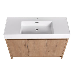 English Elm 48'' Resin Bathroom Vessel Sink Sculptural Top Mount Basin for Modern Spa Vanity W99970322