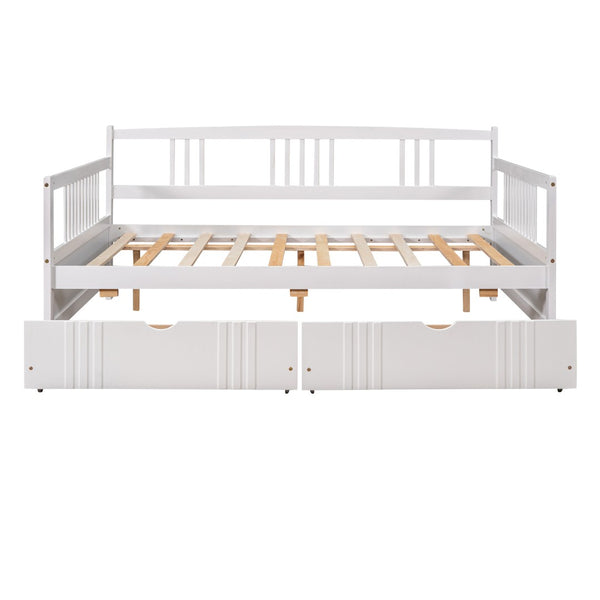 English Elm Full Size Pine Wood Daybed with Storage Drawers for Guest or Living Room WF295132AAK