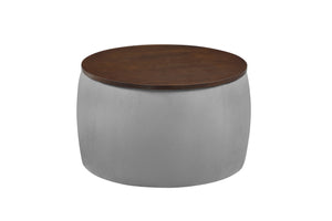 English Elm Round Ottoman Set with Storage - 2-in-1 Convertible Coffee Table & Footstool, Velvet Upholstery, Compact Accent Piece for Living Room, Bedroom, Office Gray W142065119