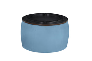 English Elm Round Ottoman Set with Storage - 2-in-1 Convertible Coffee Table & Footstool, Velvet Upholstery, Compact Accent Piece for Living Room, Bedroom, Office Blue W142065118