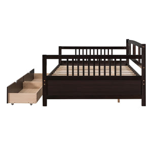 English Elm Full Size Pine Wood Daybed with Storage Drawers for Guest or Living Room WF295132AAP