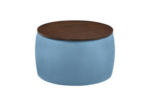 English Elm Round Ottoman Set with Storage - 2-in-1 Convertible Coffee Table & Footstool, Velvet Upholstery, Compact Accent Piece for Living Room, Bedroom, Office Blue W142065118