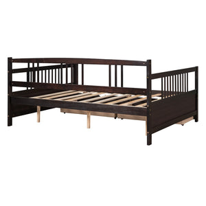 English Elm Full Size Pine Wood Daybed with Storage Drawers for Guest or Living Room WF295132AAP