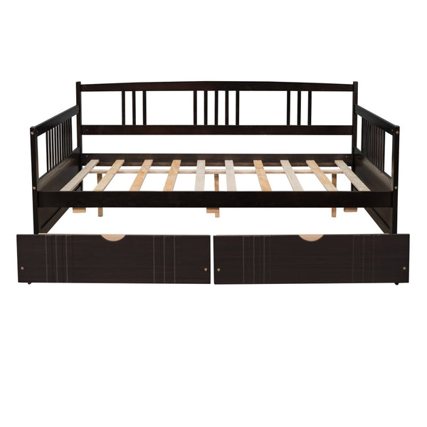 English Elm Full Size Pine Wood Daybed with Storage Drawers for Guest or Living Room WF295132AAP