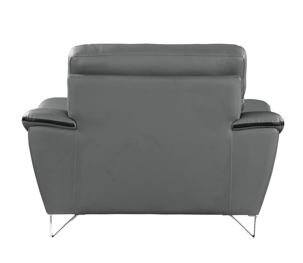 English Elm Genuine premium leather lounge chair with supportive cushioning, durable frame and elegant modern design Gray B05777856