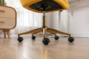 English Elm Modern Teddy Plush Swivel Chair Adjustable Height Gold Base for Home Office W52762365