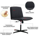 English Elm Black High Grade Pu Material. Home Computer Chair Office Chair Adjustable 360 ° Swivel Cushion Chair With Black Foot Swivel Chair Makeup Chair Study Desk Chair. No Wheelsw115167391