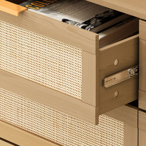 English Elm 6 Rattan 6-Drawer Dresser with Woven Fronts for Bedroom & Living Room — Stylish Storage, Durable Design W75763040