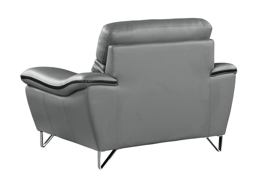 English Elm Genuine premium leather lounge chair with supportive cushioning, durable frame and elegant modern design Gray B05777856