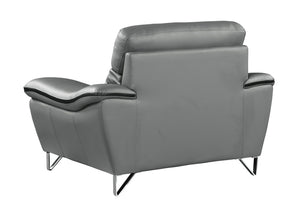 English Elm Genuine premium leather lounge chair with supportive cushioning, durable frame and elegant modern design Gray B05777856