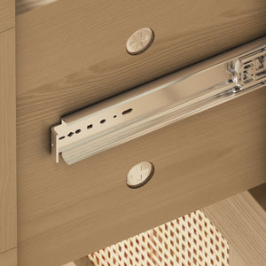 English Elm 6 Rattan 6-Drawer Dresser with Woven Fronts for Bedroom & Living Room — Stylish Storage, Durable Design W75763040