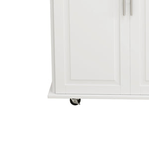 English Elm Kitchen Rolling Island Cart with Solid Wood Top Three Drawers and Cabinet Storage W75763043