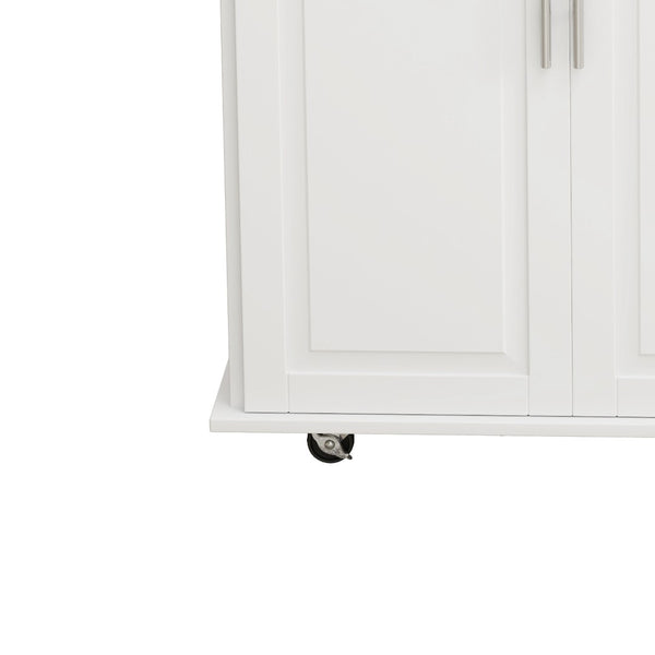 English Elm Kitchen Rolling Island Cart with Solid Wood Top Three Drawers and Cabinet Storage W75763043