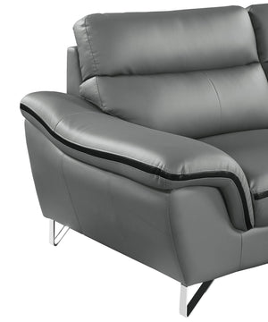English Elm Genuine premium leather lounge chair with supportive cushioning, durable frame and elegant modern design Gray B05777856